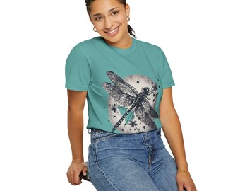Unisex Garment-Dyed Dragonfly T-Shirt | Nature Graphic Tee | Boho Vintage Style Shirt