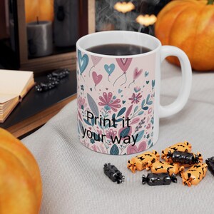 Floral Ceramic Mug: Elegant Coffee Cup for Mom