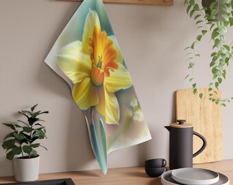 Spring Daffodil Tea Towel - Floral Kitchen Decor - Gift for Gardeners