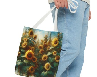 Sunflower Tote Bag - Floral Canvas Bag - Reusable Grocery Bag - Nature Print Handbag