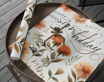 Floral Birthday Wrapping Paper – Elegant Gift Wrap for Special Occasions