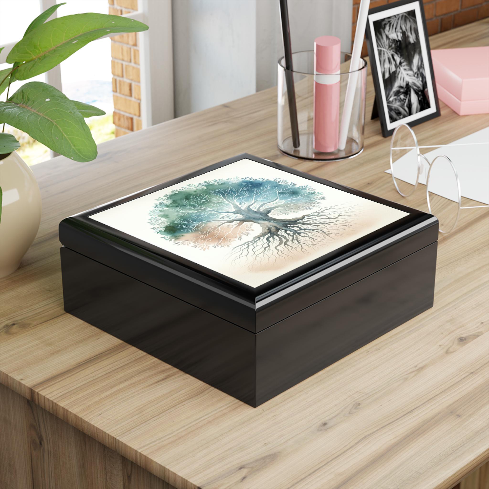 Tree of Life Jewelry Box.  Wooden Keepsake Box, Spiritual Gift for Women, Boho Jewelry Organizer.  Nature Inspired Trinket Box.