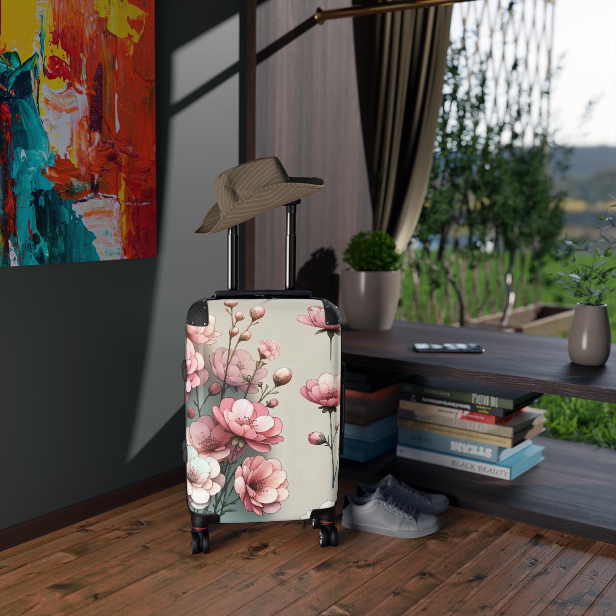 Floral Pink Luggage | Stylish Travel Suitcase | Hard Shell Spinner Bag