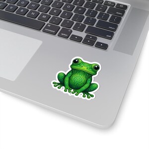 Colorful Frog Kiss-Cut Stickers: Whimsical Laptop Decal, Eco-Friendly