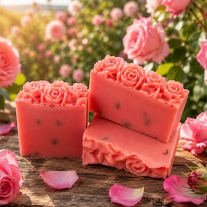 Rose Garden Soap | Handmade Rose Scented Soap | Natural Moisturizing Soap Bar | Shea Butter Soap | Floral Gift for Her | Homemade Bath Soap