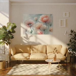 Amapolas en acuarela, impresión giclée, lienzo para pared - Decoración floral botánica