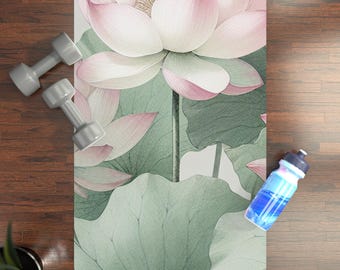 Lotus Flower Rubber Yoga Mat - Non-Slip, Eco-Friendly, Floral Design