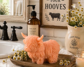 Jabón de vaca de las Tierras Altas Moo-velous Blush / Jabón de sebo hecho a mano / Jabón de miel, manzanilla y madera de cedro / Regalo rústico / Decoración de baño estilo cottagecore
