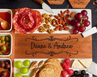 Personalized Charcuterie Board, Custom Wood Serving Tray, Cheese Board Gift Set, Housewarming Present, Wedding Gift, Christmas gifts