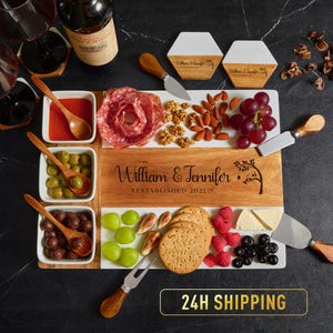 Marble Wood Charcuterie Board Personalized,  Cutting Board, Wedding Gift for Couple, Anniversary Gift, Housewarming Gift, Engagement Gift