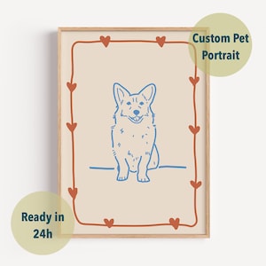 CUSTOM DOG PORTRAIT, Pet Portrait, Pet Owner Gift, Pet Portrait, Pet Line Art, Personalized Pet Portrait Line Drawing Art Digital Download