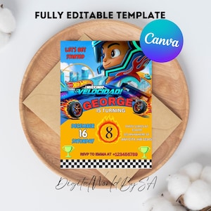 Uitnodiging voor hete auto's, uitnodiging voor raceauto's, verjaardagsfeestje raceauto, auto verjaardagsuitnodiging, uitnodiging auto's | Afdrukbare digitale kunst, canvas
