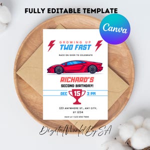 Race Car Invitation, Racing Birthday Party, Start Your Engines Invite, Red Racecar Invite Boy Birthday Editable Template