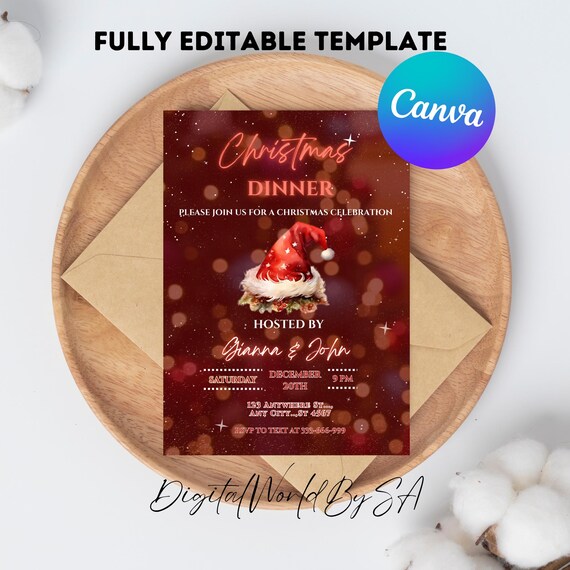 Christmas Dinner Invitation Template Christmas Party Holiday Party