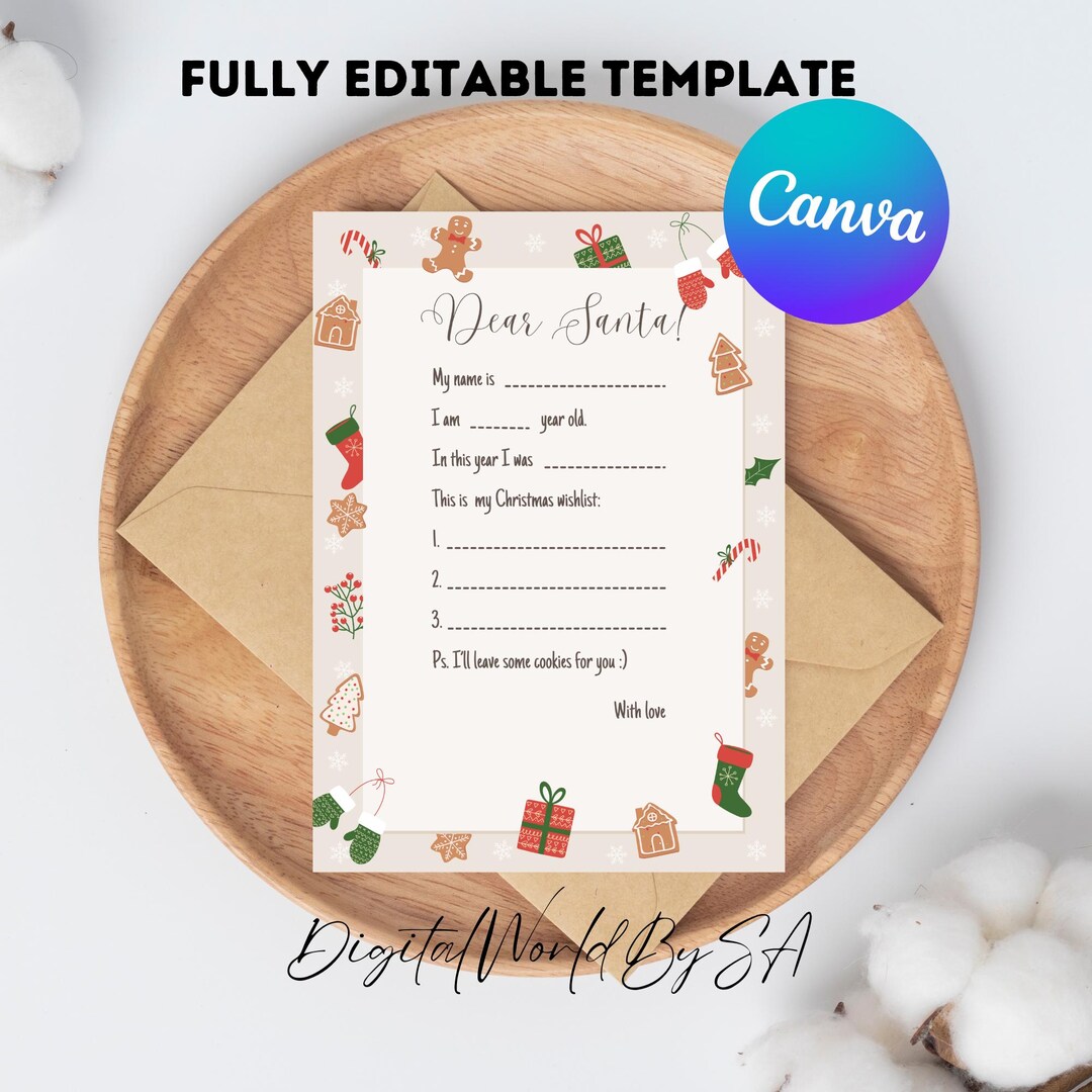 Letter to Santa Coloring Page Printable Christmas Wish List, Dear Santa ...
