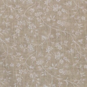 Beige & White Ditsy Floral Linen-Look Woven Fabric