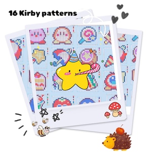 Kirby Perler Bead Patterns Set - Digital Download, PDF Instructions for DIY Pixel Art Crafts, used for Coasters & Magnets
