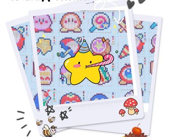 Conjunto de patrones de cuentas Perler de Kirby: descarga digital, instrucciones en formato PDF para manualidades con pixel art, para usar en posavasos e imanes
