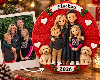 Personalized Family Portrait Christmas Ornament, Custom Photo & Name Christmas Ornament, Family Ornament 2026