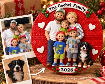 Personalized Christmas Ornament Large Family, Custom Family Picture Dog Ornament, 3D Look Acrylic Ornament, Christmas Keepsake Gift