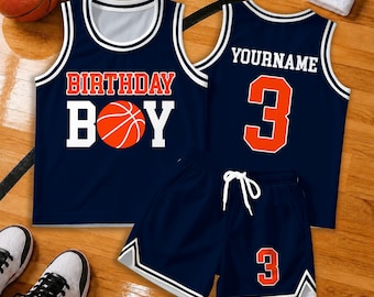 Birthday Boy Basketball Jersey Set, Age and Name Birthday Jersey, Custom Basketball Birthday Party, Birthday Gift For Boy