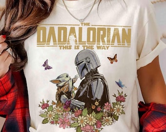 Custom Title Mandalorian Grogu Floral Spring Epcot Park T-Shirt Mando Grogu Unisex Tee, This Is The Way