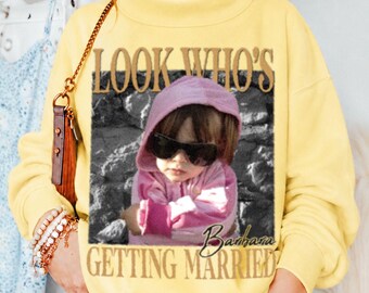 Personalised Bachelorette Mockneck Sweatshirt, Custom Photo Bride Shirt, Look Who's Getting Married Photo Shirt, Bridal Shower Gift