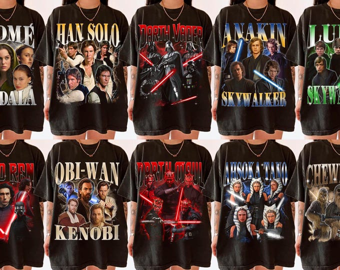 Featured listing image: Custom All Character Star Wars Movie Comfort Color T-Shirt, Star Day May The Force Gift, Trending Tee, Disneyland Vacation Trip Gift 2025