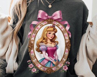 Aurora Sleeping Beauty Coquette Mirror Bow Comfort Color Shirt, Disney Princess Shirt, Disneyland Trip Shirt 2026