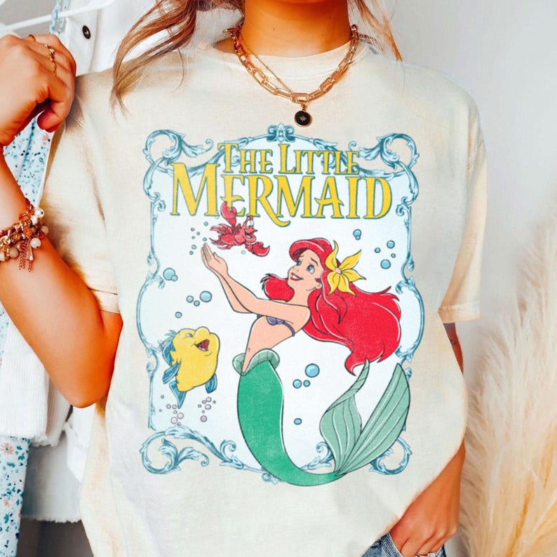 Camiseta de Flounder de La Sirenita, Camiseta de Ariel la Sirenita, Camiseta de Ariel de Disney, Camiseta para viaje a Disneyland 2026 imagen 7