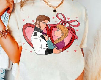 Anna Kristoff Couple Locket Comfort Color Shirt, Disney Couple Matching, Valentine Gift, Disneyland Trip Shirt 2025