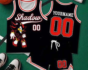 Sonic Shadow The Hedgehog Basketball Jersey Set, Custom Name And Number Jersey Shirt, Birthday Gift For Kids