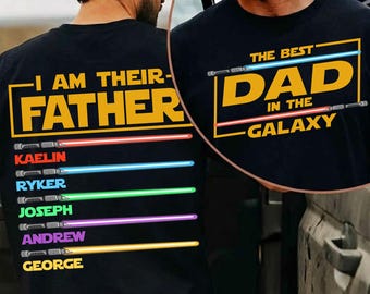 Custom Name I Am Their Father Comfort Color T-Shirt, Best Dad In The Galaxy Tee, Star Wars Lightsabers Shirt, Disneyland Trip Shirt 2026