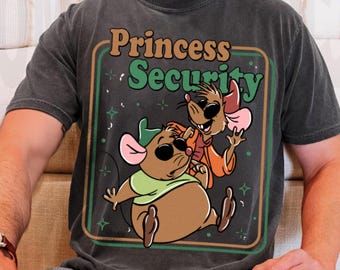 Camiseta Princess Security Jaq Gus Gus Comfort Color, regalo de Disney para el Día del Padre, camiseta para el viaje a Disneyland 2026