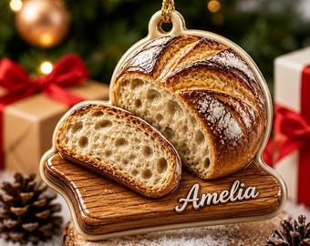 Custom Name Sourdough Bread Baker Ornament, Baking Enthusiast Keepsake, Artisan Bread Ornament, Christmas Kitchen Decor