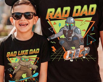 Grogu Mando Rad Dad Rad Like Dad Comfort Color Shirt, Retro Star Wars The Mandalorian & Grogu Tee,  Disneyland Trip Shirt 2026