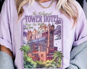 Camiseta Comfort Colors del Hollywood Tower Hotel, Camiseta para viaje a Disneyland