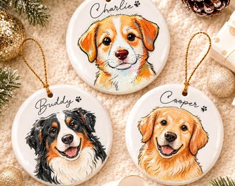 Custom Dog Christmas Ornament, Personalized Pet Photo Ornament, 3D Relief Acrylic Dog Name Tag, Christmas Tree Decoration
