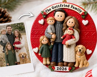 Personalized 3D Acrylic Family Christmas Ornament, Custom Photo Names Holiday Keepsake, Unique Family Members & Pet Ornament Gift