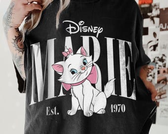 Camiseta cómoda de Marie de Los Aristogatos, camiseta Disney Los Aristogatos Est. 1970, camiseta de viaje a Disneyland 2026