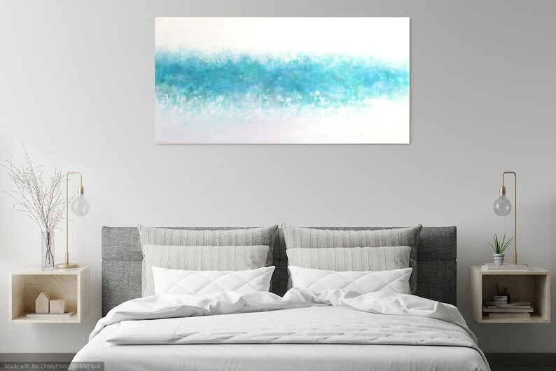 Acrylic Painting Beach Abstract Turquoise Aqua Wall Art Home Decor Green And Blue Water Ocean Art
