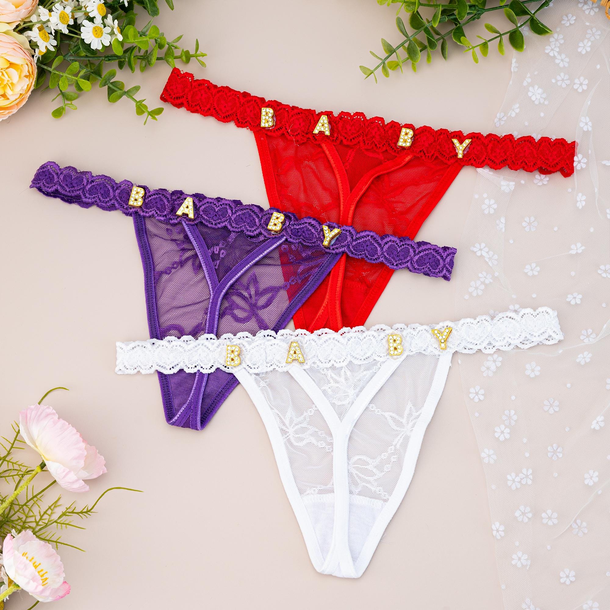 Personal String Custom Name Thong G-strings,personalized Thong With Name,lace Thong G ...