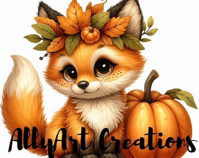 Hi Fall Fox Cute Fall Foxes Clipart Bundle, Watercolor Autumn Fox Clip Art Images ...