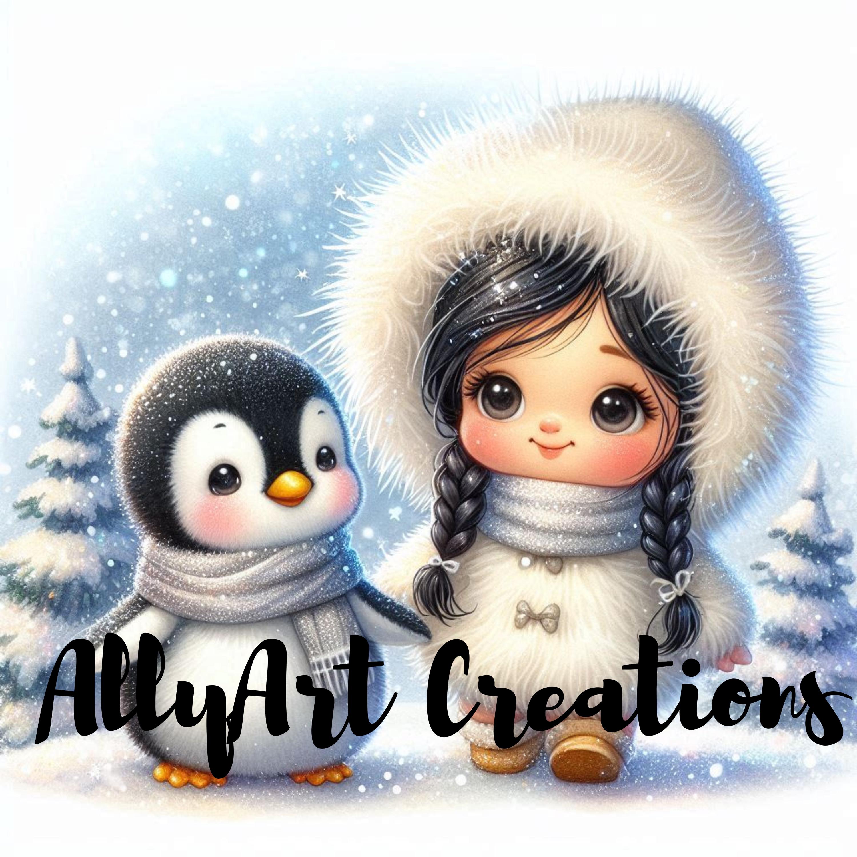 Christmas Penguin Girl Clipart – Holiday Penguin Clipart – Kawaii ...