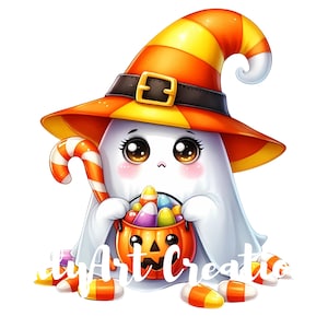 Cute Ghost Clipart - Halloween Clipart - Watercolor Clipart - Junk Journal - Spooky Clipart - Digital Download