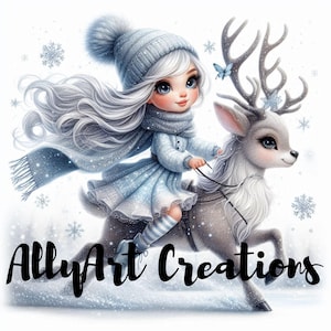 Christmas Gnome Clipart - Printable Watercolor - Holiday Clipart - Festive Gnome Clipart - Gnome With Reindeer
