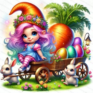 Easter Gnome Clipart Bundle - Cute Spring Gnome JPG - Digital Download for Card Making - Commercial Use- Perfect for Easter Crafts
