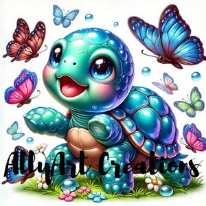 Aquarelle bébé tortue Clipart - transfert de bébé tortue - tortue de mer mignonne JPG - décoration bébé océan - tortue de plage JPG - sublimation numérique