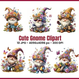 Easter Gnome Clipart - Spring Gnome Decor - Easter Egg Clipart - Digital Download- Commercial Use- Easter Clipart- High Quality