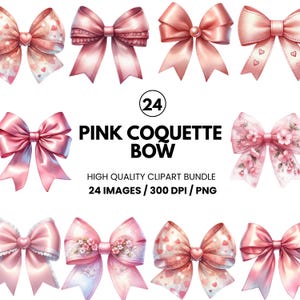 Pink Bow Clipart - Watercolor Pink Coquette Bow - Cute Bow Clipart - Digital Download PNG - Coquette Aesthetic Art
